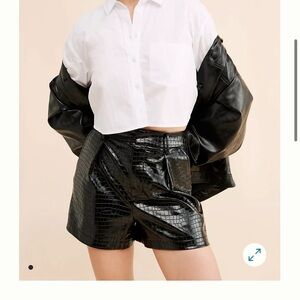 Avec Les Filles Vegan Leather Croc Shorts Anthropologie